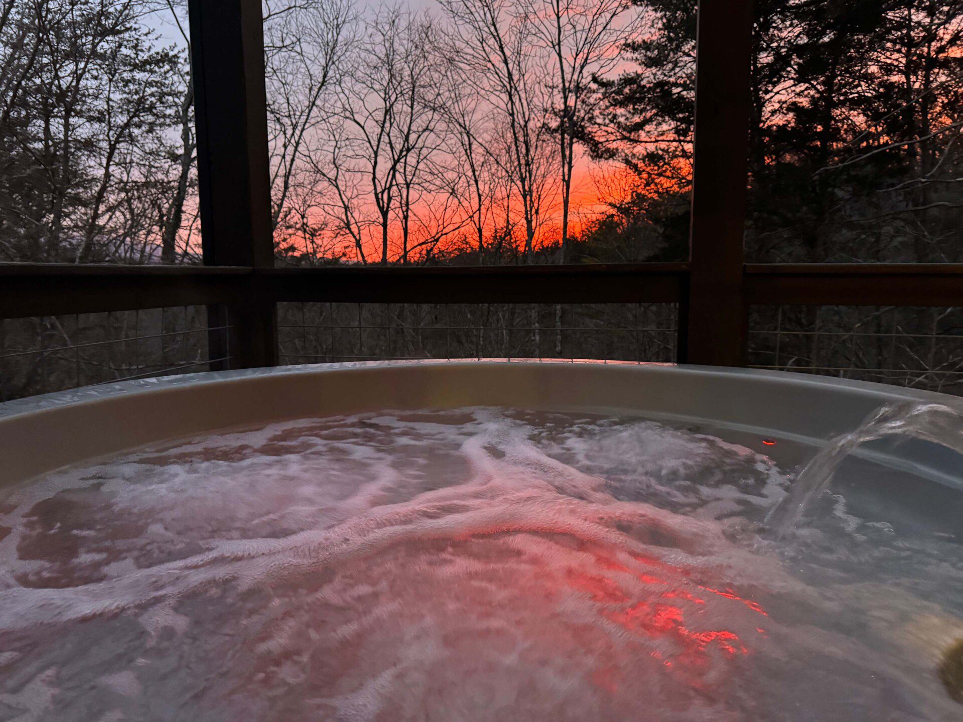 hot tub sunset, Smoky mountains luxury vacation rental