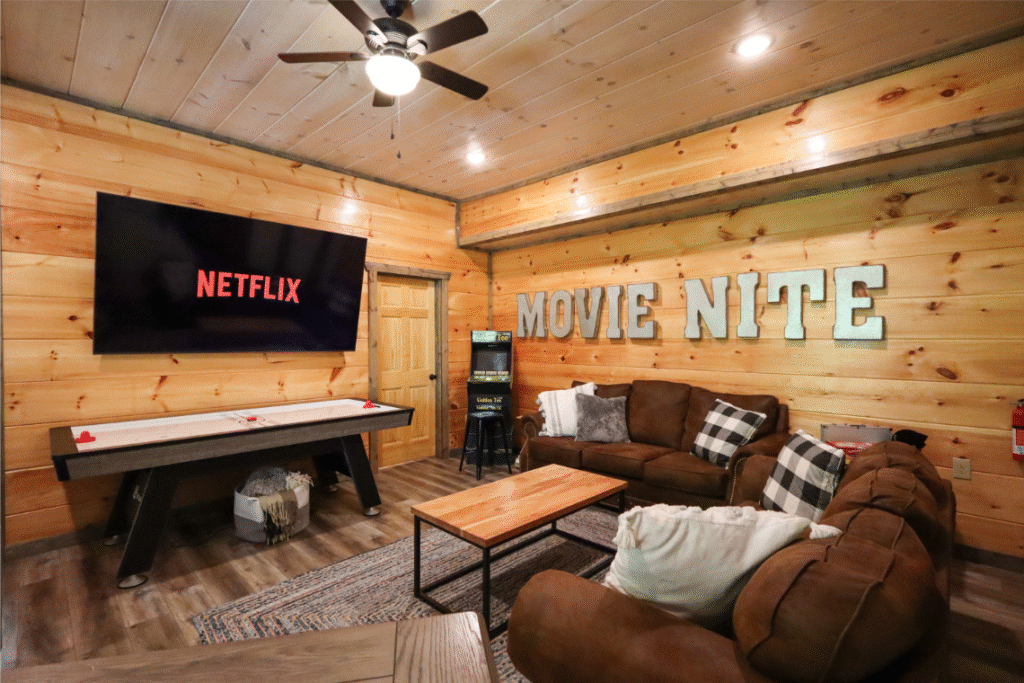 Hazy Bear gameroom Netflix on TV Adalyn shot