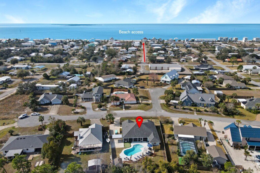 Nautilus aerial with arrows to beach